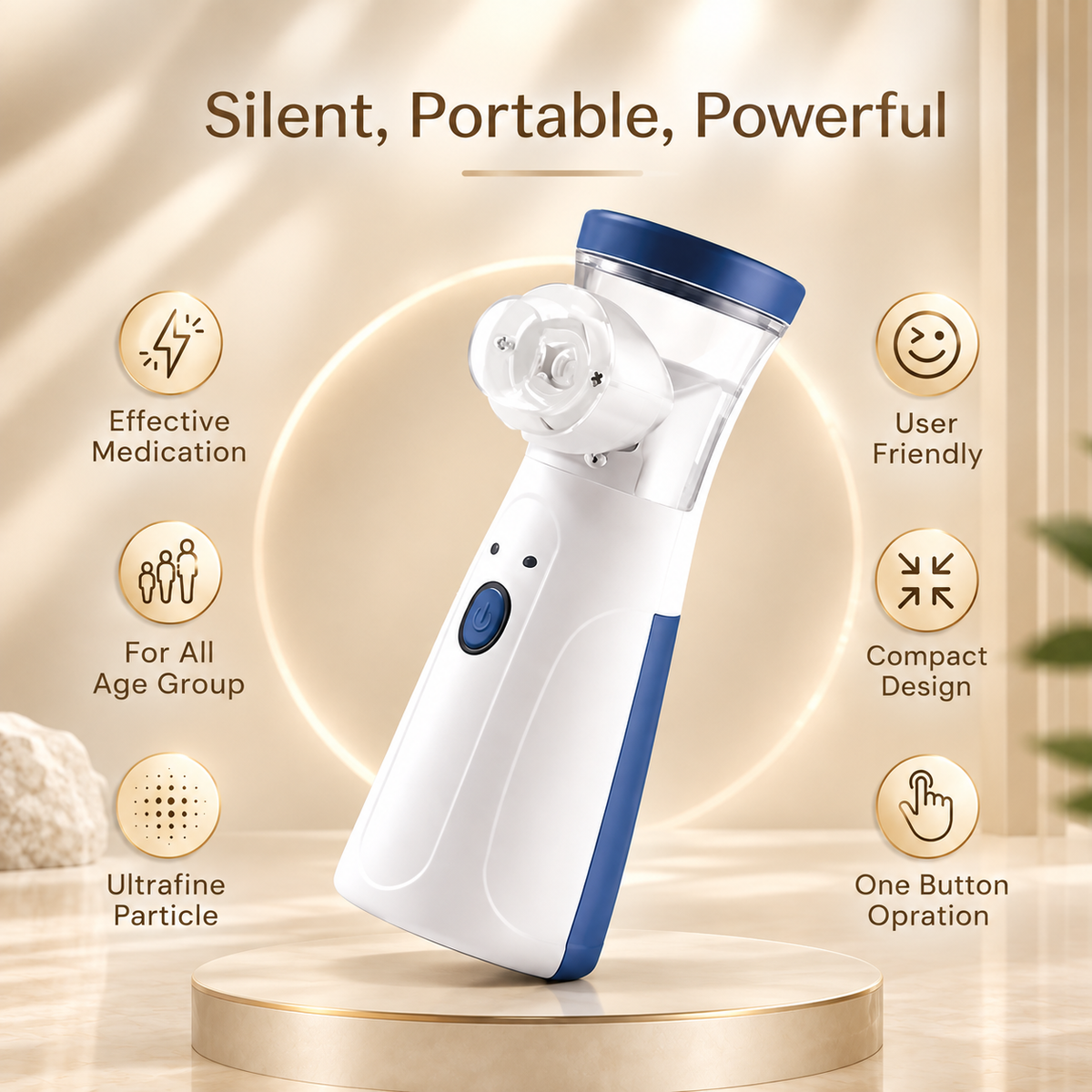 Truecun Portable Mesh Nebulizer Machine for Adults & Kids – Ultra-Quiet Handheld Cool Mist Inhaler with Self-Cleaning Mode, USB-C & Battery Operated Travel Steam Kit for Respiratory Care (White,1 Month Warranty)