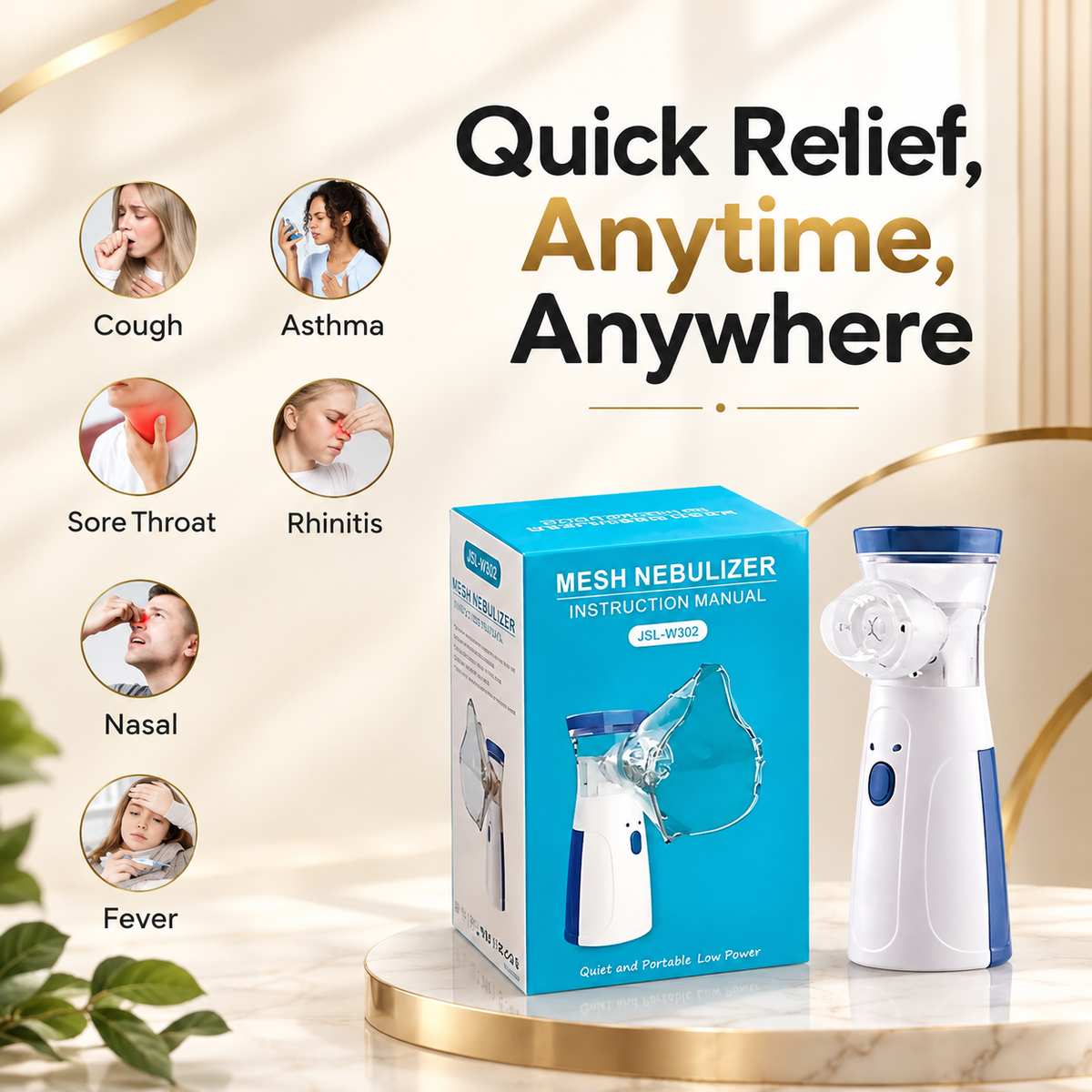 Truecun Portable Mesh Nebulizer Machine for Adults & Kids – Ultra-Quiet Handheld Cool Mist Inhaler with Self-Cleaning Mode, USB-C & Battery Operated Travel Steam Kit for Respiratory Care (White,1 Month Warranty)
