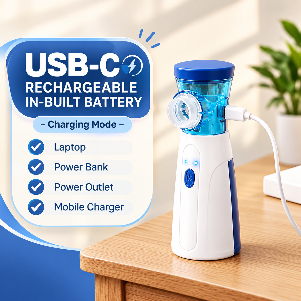 Truecun Portable Mesh Nebulizer Machine for Adults & Kids – Ultra-Quiet Handheld Cool Mist Inhaler with Self-Cleaning Mode, USB-C & Battery Operated Travel Steam Kit for Respiratory Care (White,1 Month Warranty)