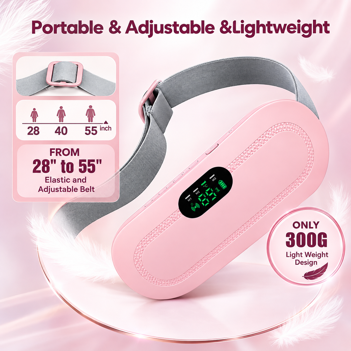 Cordless Period Cramp Relief Massager Belt with 3 Speed & 3 Crampfree Massage Modes Ultimate Heatintg Pad for Period Cramps with Touch Screen Comfortable Soft Fabric & Stretchable Bel  Brand: truecun.in