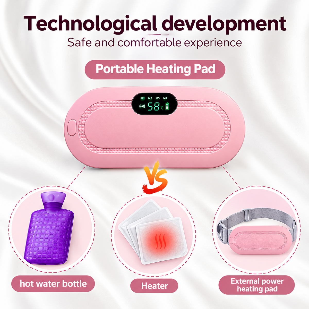 Cordless Period Cramp Relief Massager Belt with 3 Speed & 3 Crampfree Massage Modes Ultimate Heatintg Pad for Period Cramps with Touch Screen Comfortable Soft Fabric & Stretchable Bel  Brand: truecun.in